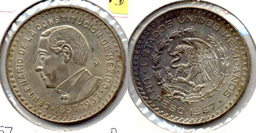 1957 Mexico 1 Peso EF-45