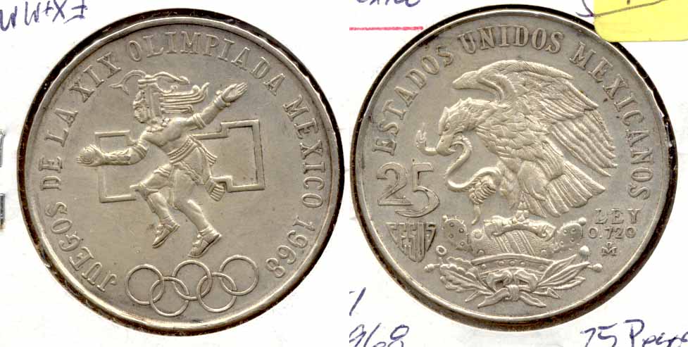 1968 Mexico 25 Pesos MS