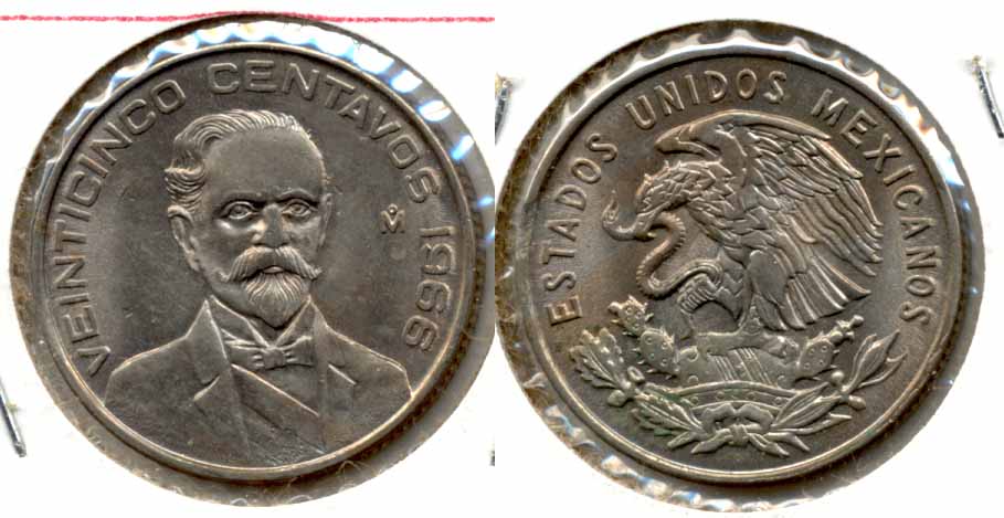 1966 Mexico 25 Centavos MS