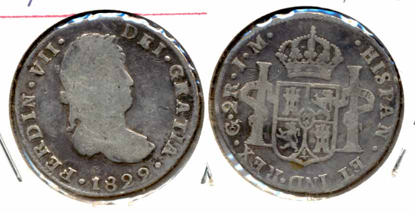 1822-Go Mexico 2 Reales VG-8