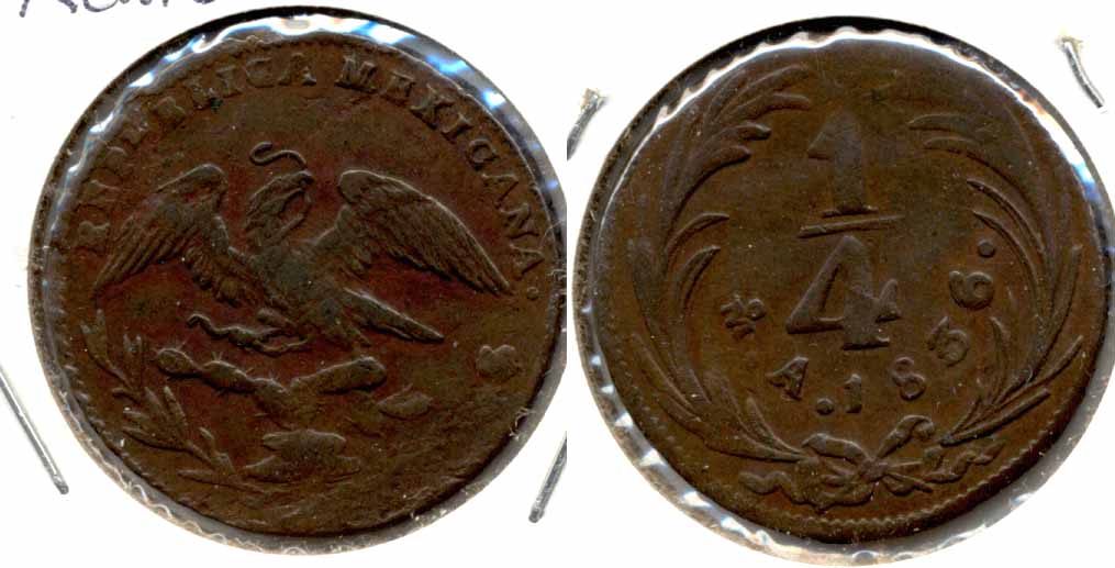 1836 Mexico 1/4 Real Fine-12
