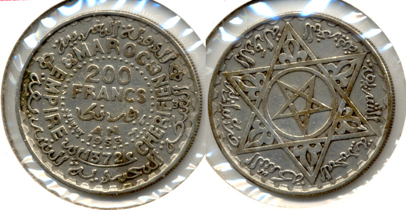 1953 Morocco 200 Francs VF-20