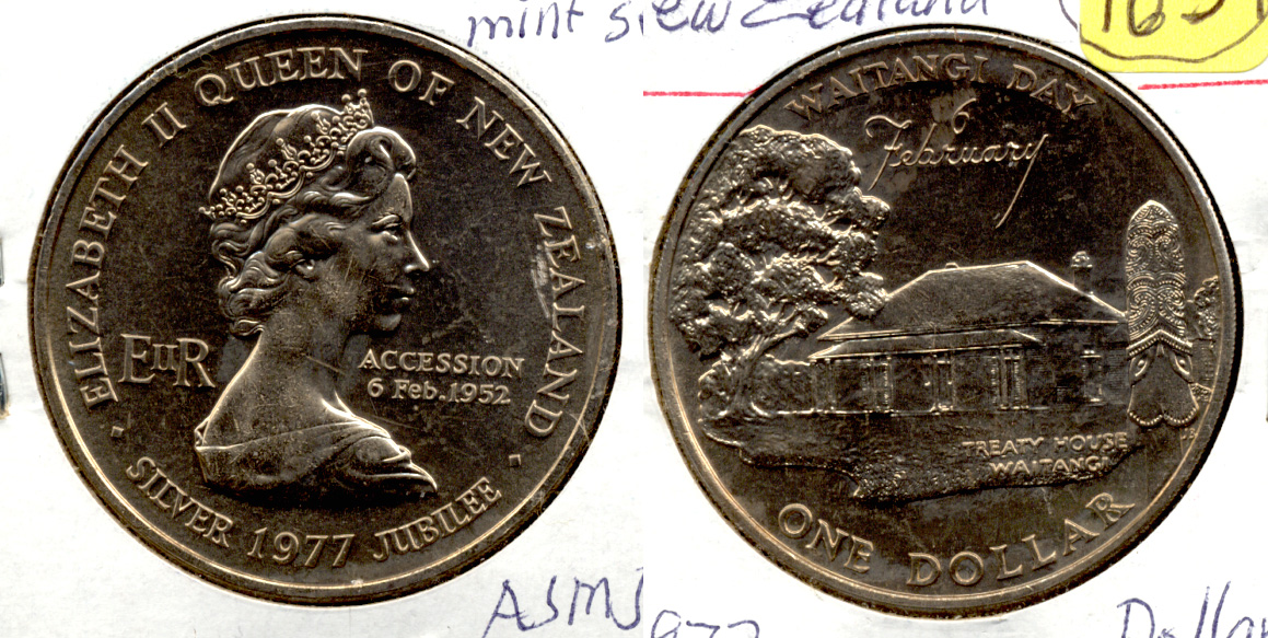 1977 New Zealand $1 Dollar MS-60