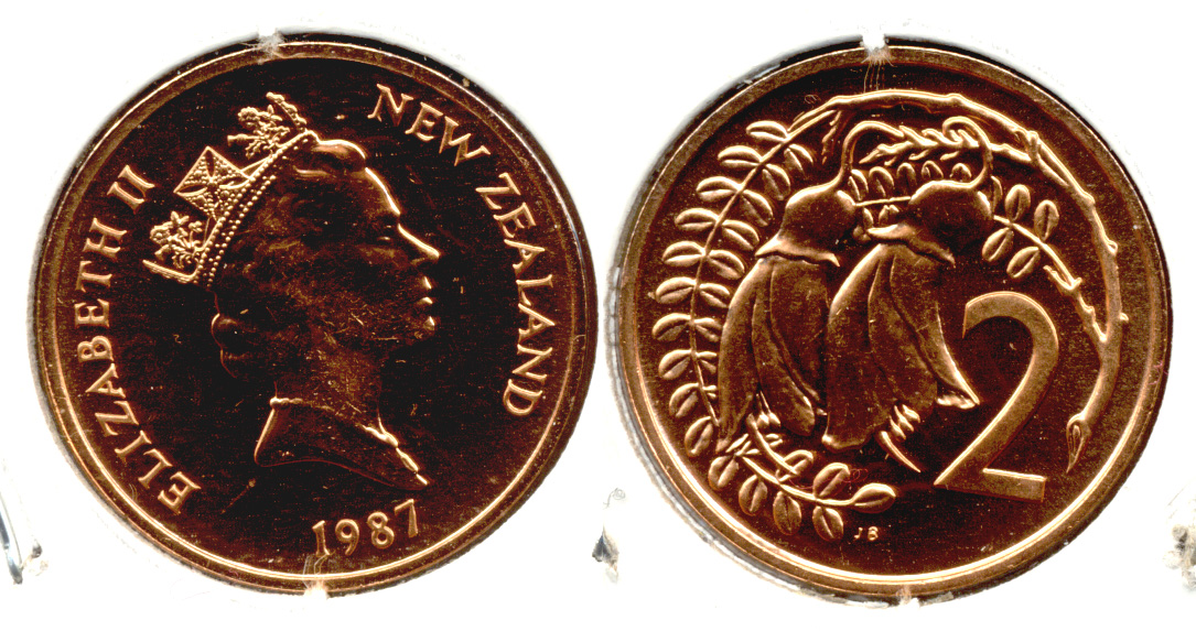 1987 New Zealand 2 Cents MS-60