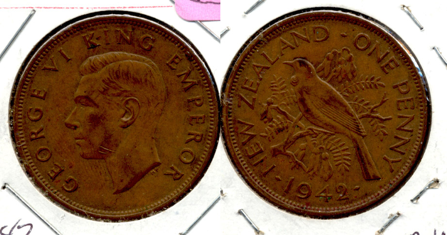 1942 New Zealand 1 Penny EF-40