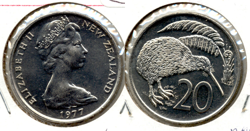 1977 New Zealand 20 Cents MS-60