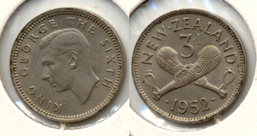 1952 New Zealand 3 Pence EF-45
