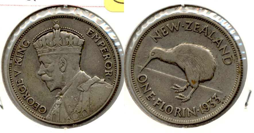 1933 New Zealand Florin VF-20