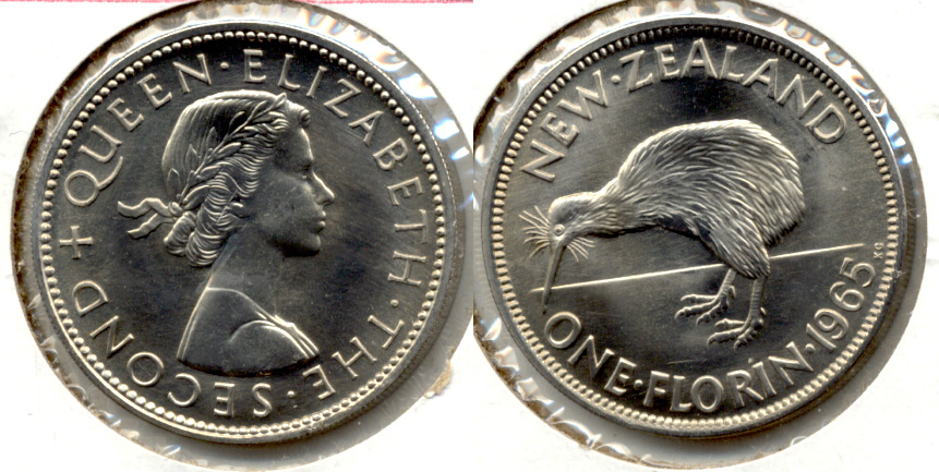 1965 New Zealand Florin MS-63