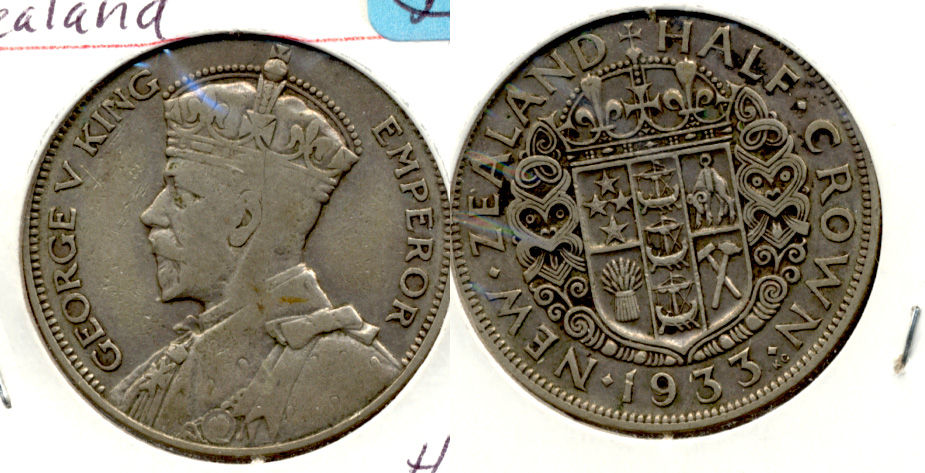 1933 New Zealand Half Crown Fine-12