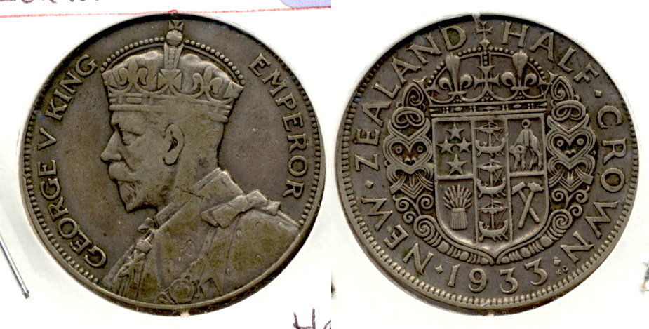 1933 New Zealand Half Crown Fine-15