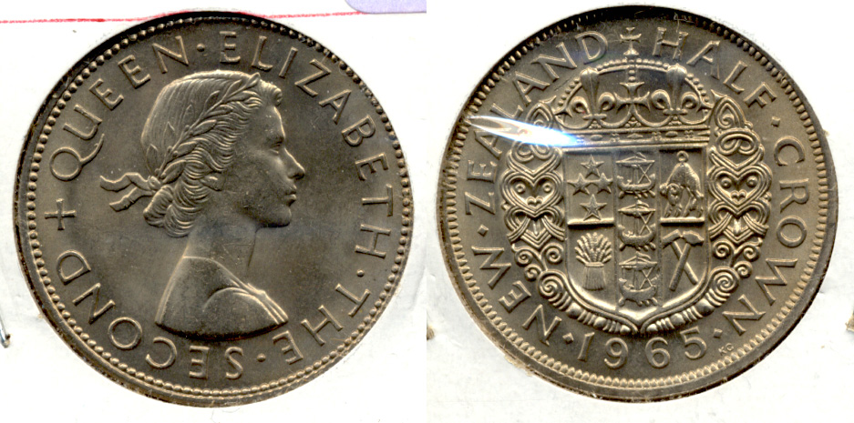 1965 New Zealand Half Crown MS-60