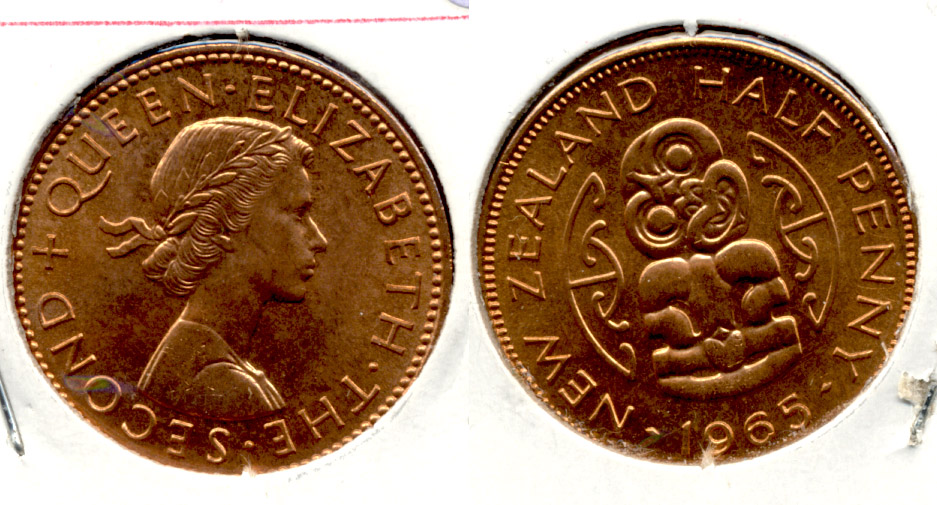 1965 New Zealand 1/2 Penny MS-60