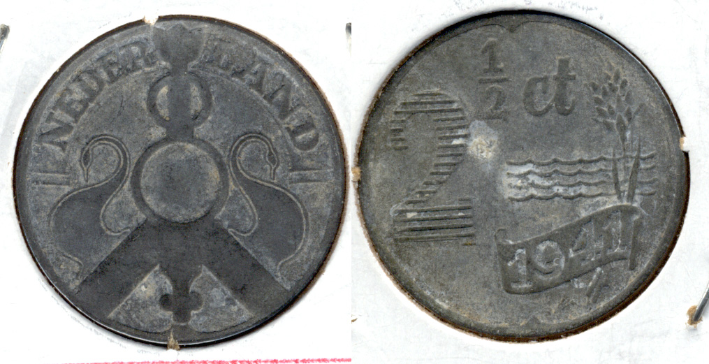 1941 Netherlands 2 1/2 Cents VF-20