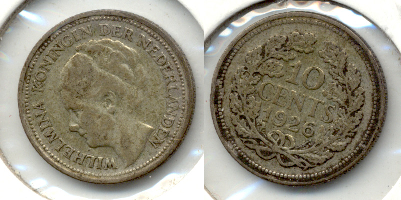 1926 Netherlands 10 Cents VF-20