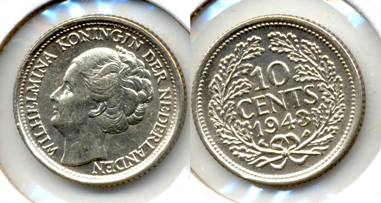 1943 Netherlands 10 Cents MS-60