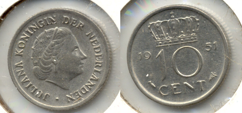 1951 Netherlands 10 Cents EF-40