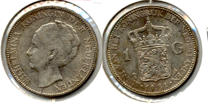 1931 Netherlands 1 Gulden EF-40