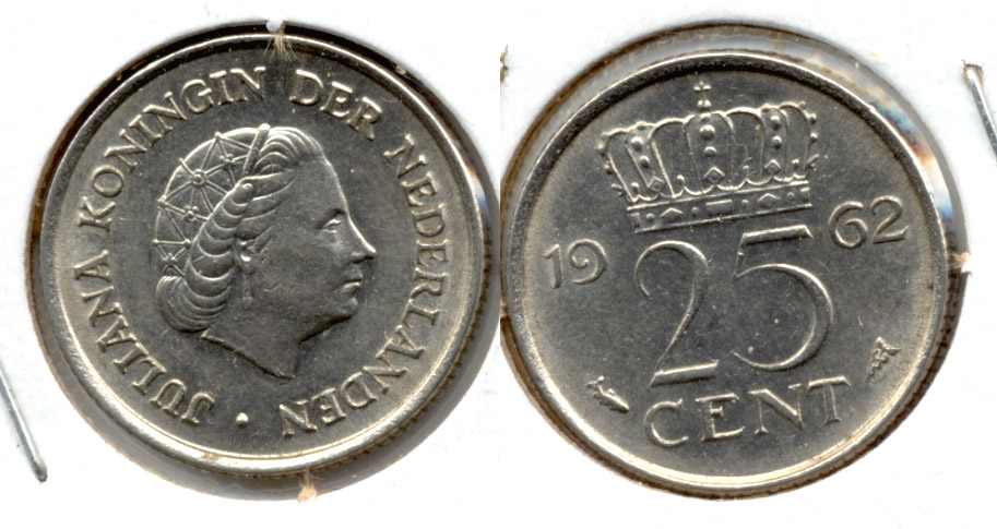 1962 Netherlands 25 Cents EF-40