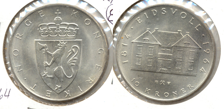 1964 Norway 10 Kroner MS