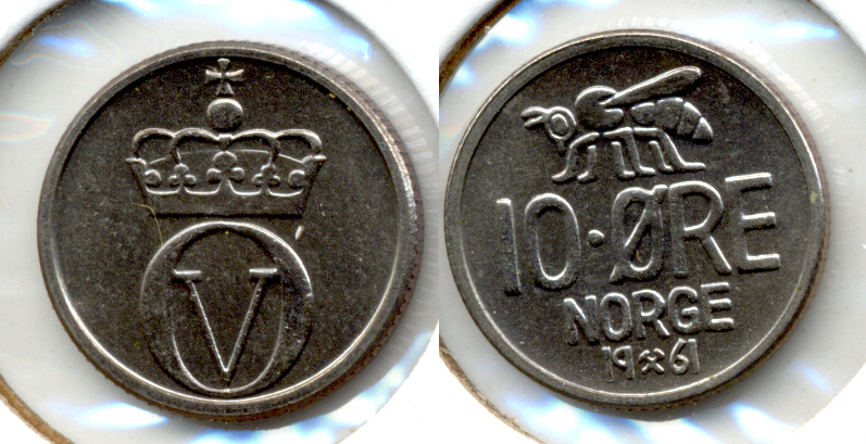 1961 Norway 10 Ore MS