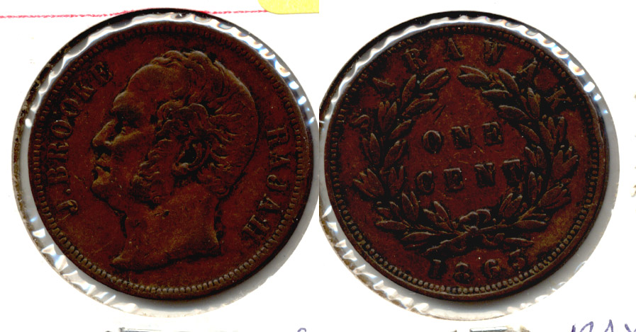 1863 Malaysia Sarawak 1 Cent VF-20