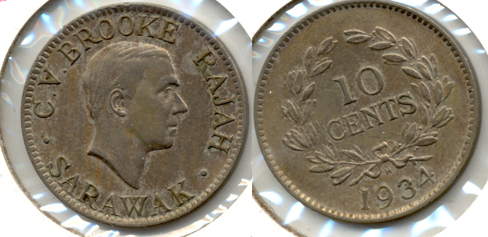 1934-H Malaysia Sarawak 10 Cents EF-40