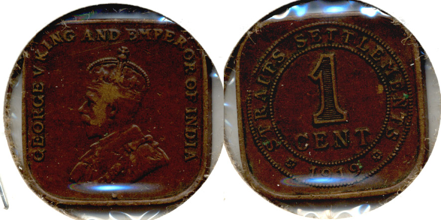 1919 Malaysia Straits Settlements 1 Cent VF-20