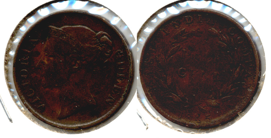 1845 Malaysia Straits Settlements 1/2 Cent VG-8