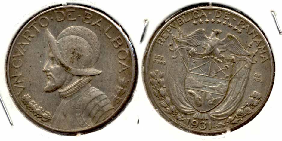 1931 Panama 1/4 Balboa EF-40