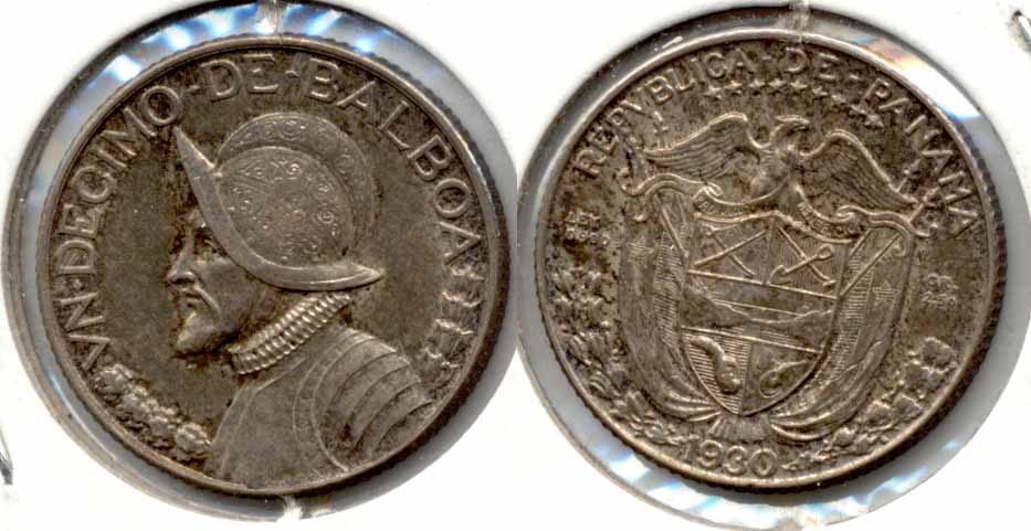 1930 Panama 1/10 Balboa AU-50