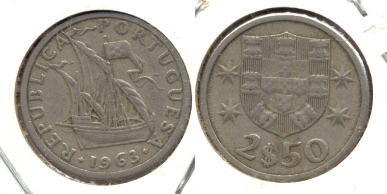 1963 Portugal 2 1/2 Escudos VF-20