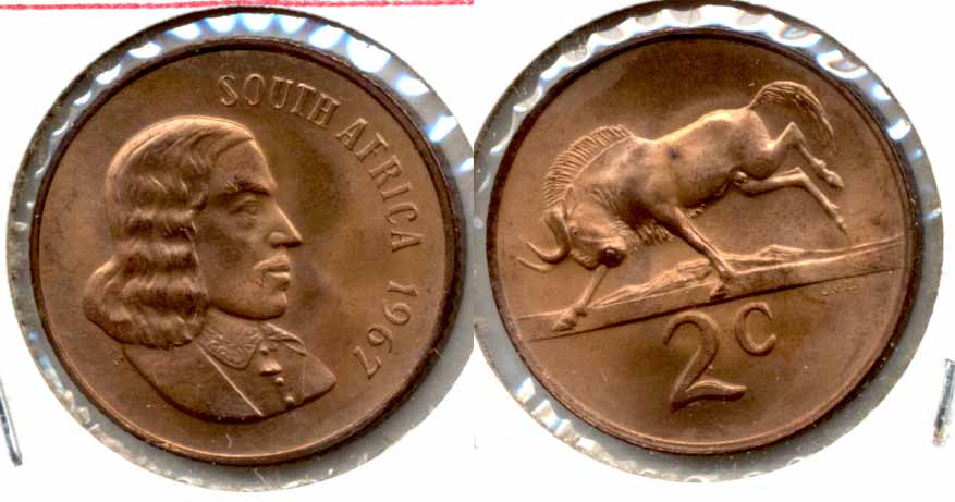 1967 South Africa 2 Cents English MS