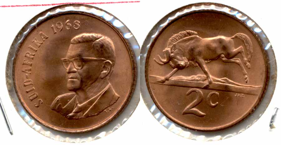 1968 South Africa 2 Cents Afrikaans MS