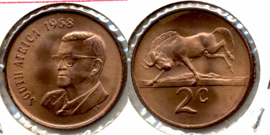 1968 South Africa 2 Cents English MS