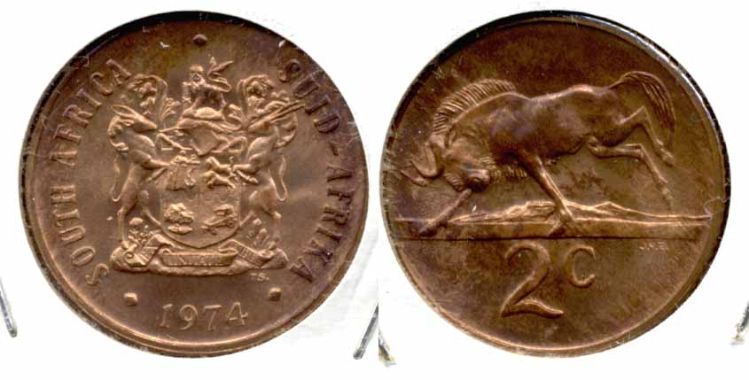 1974 South Africa 2 Cents MS