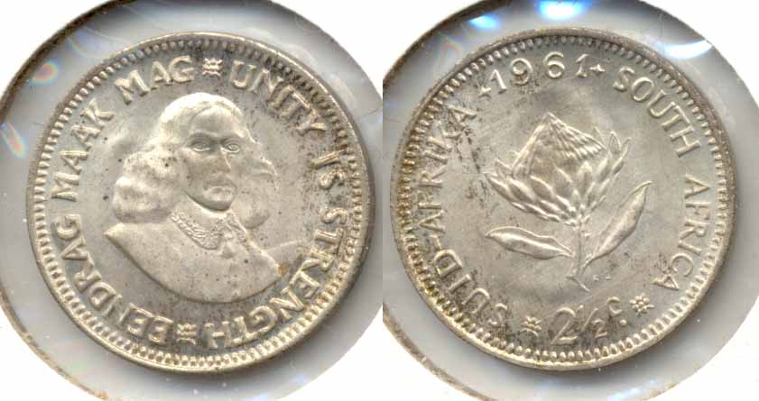 1961 South Africa 2 1/2 Cents MS