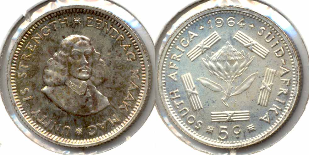 1964 South Africa 5 Cents Proof