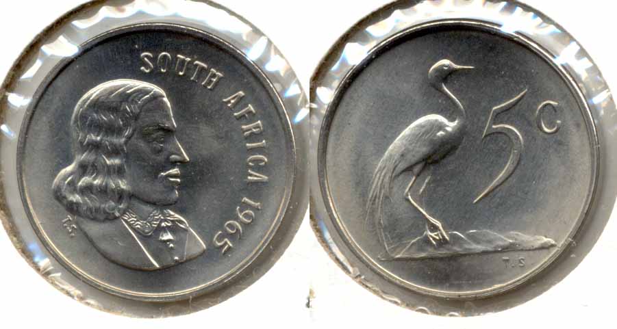 1965 South Africa 5 Cents English MS