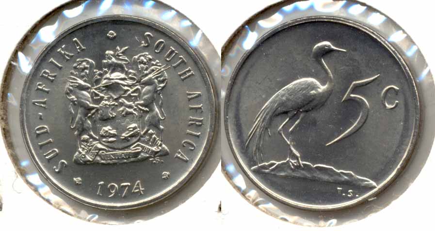 1974 South Africa 5 Cents MS