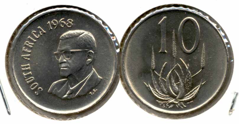 1968 South Africa 10 Cents English MS