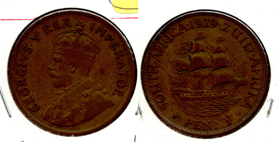 1929 South Africa 1 Penny VF-20
