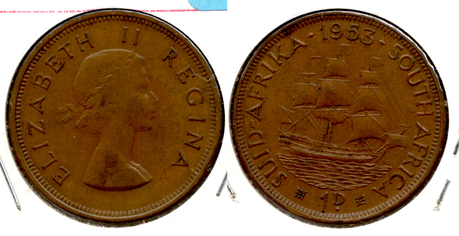 1953 South Africa 1 Penny VF-20