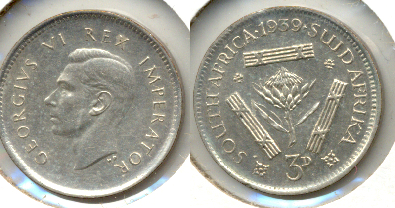 1939 South Africa 3 Pence EF-40