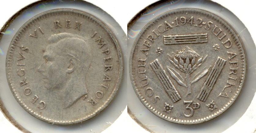 1942 South Africa 3 Pence VF-20
