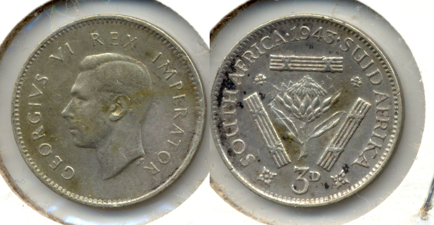 1943 South Africa 3 Pence VF-20