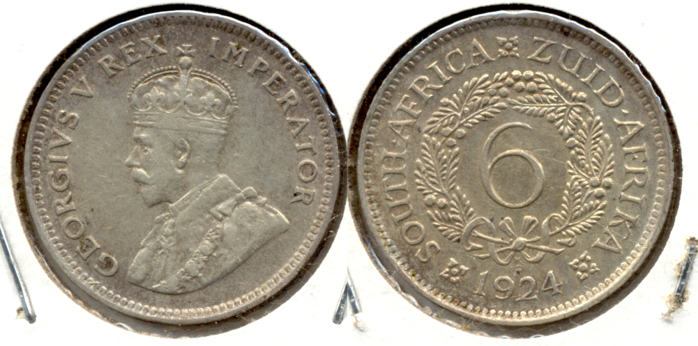 1924 South Africa 6 Pence VF-30