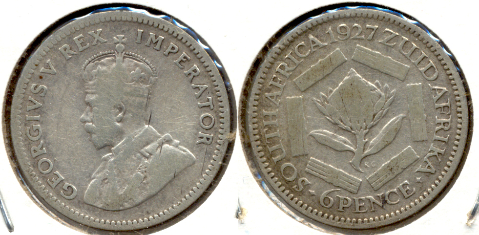 1927 South Africa 6 Pence Fine-12