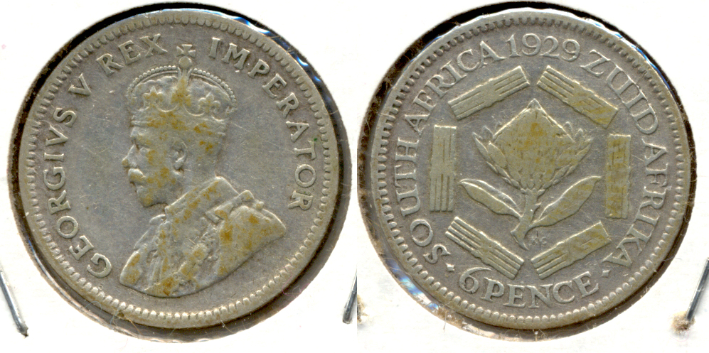 1929 South Africa 6 Pence Fine-12