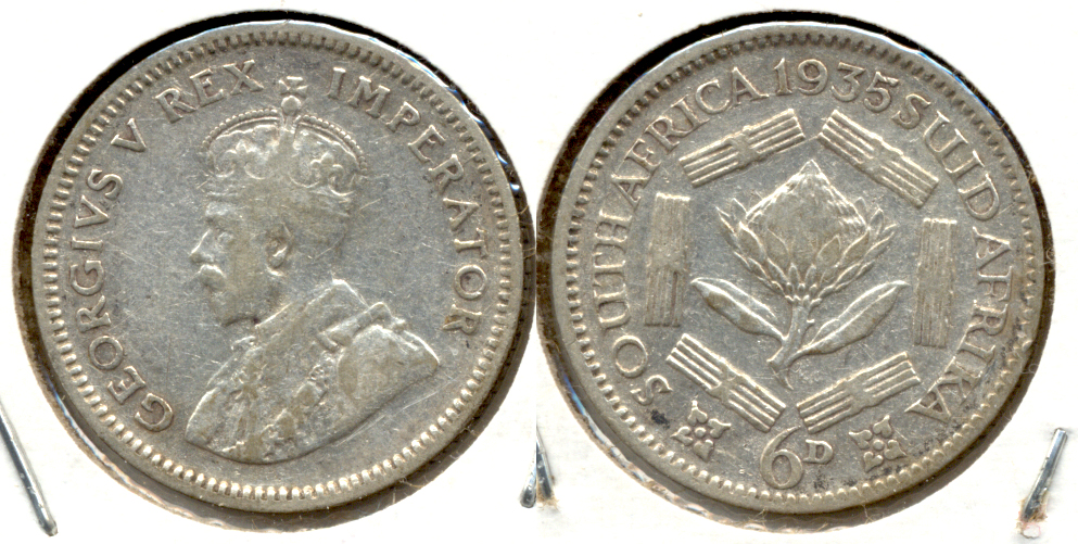 1935 South Africa 6 Pence Fine-12